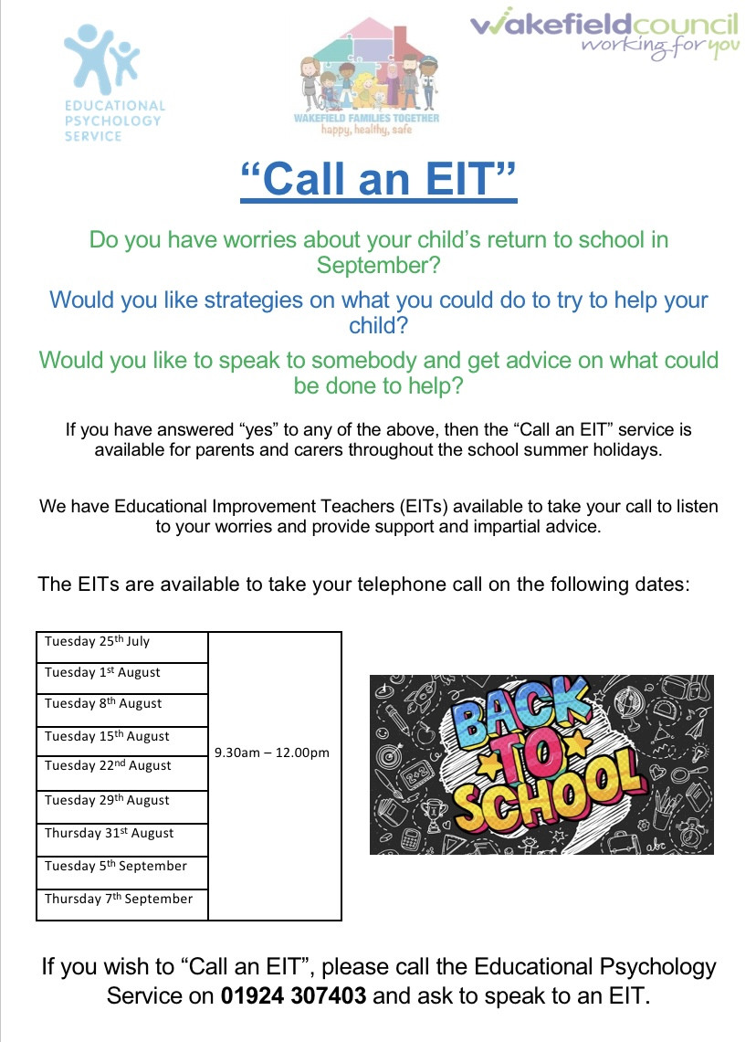 Flyer for Call an EIT showing dates available